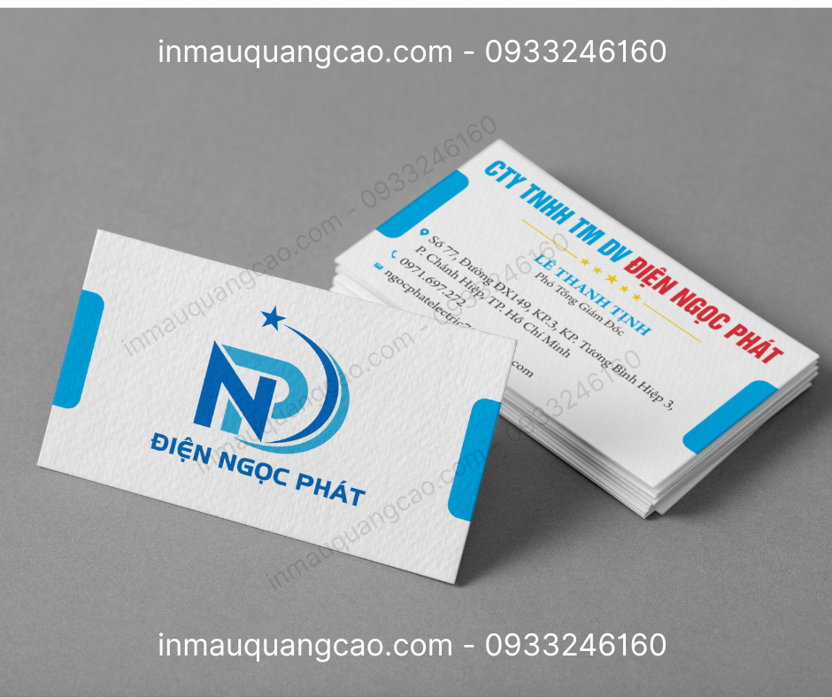 Mẫu card visit cty điện Ngọc Phát đẹp - in card visit Bình Dương TPHCM